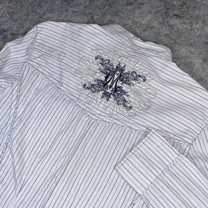 Monarchy Collection Button Shirt Men's L‎ Gray Embroidered Western Rocker Grunge